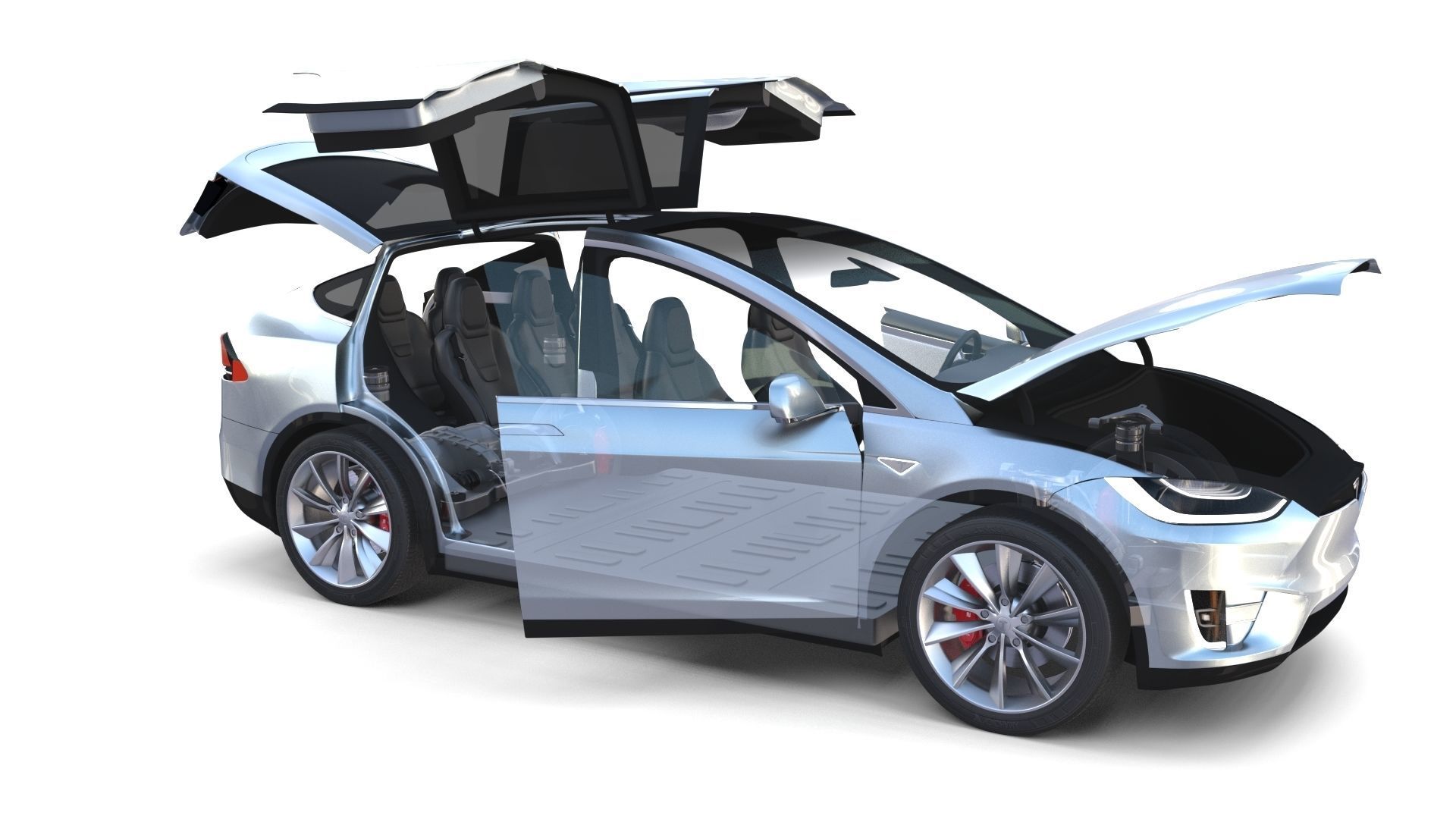 Full Tesla 2020 Vehicle Lineup with interiors and chassis 3D model_110