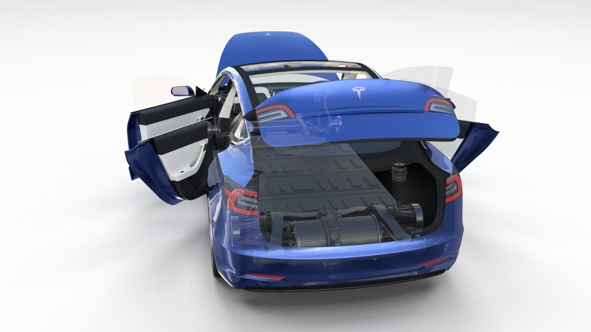 Full Tesla 2020 Vehicle Lineup with interiors and chassis 3D model_113