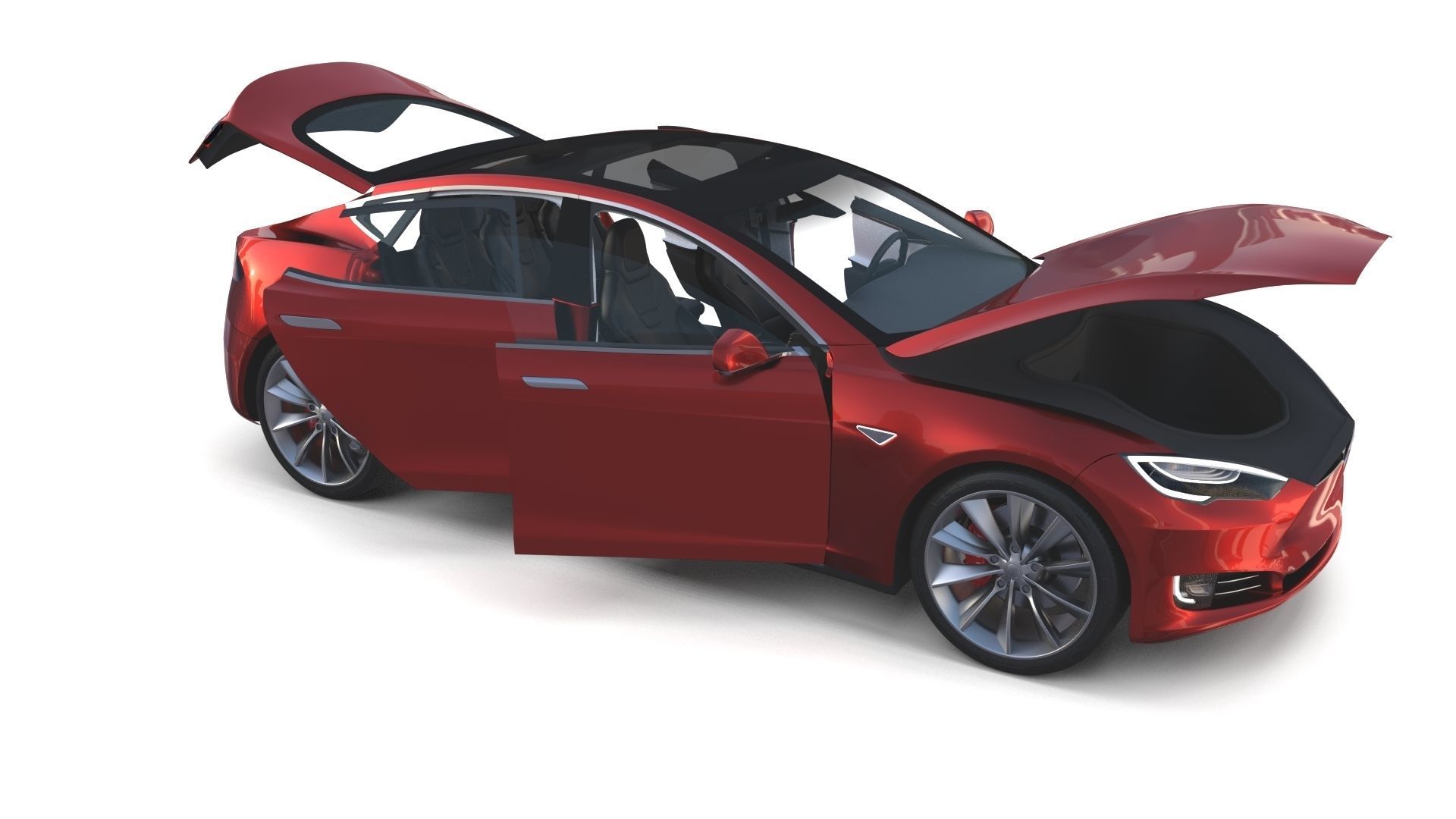 Full Tesla 2020 Vehicle Lineup with interiors and chassis 3D model_74