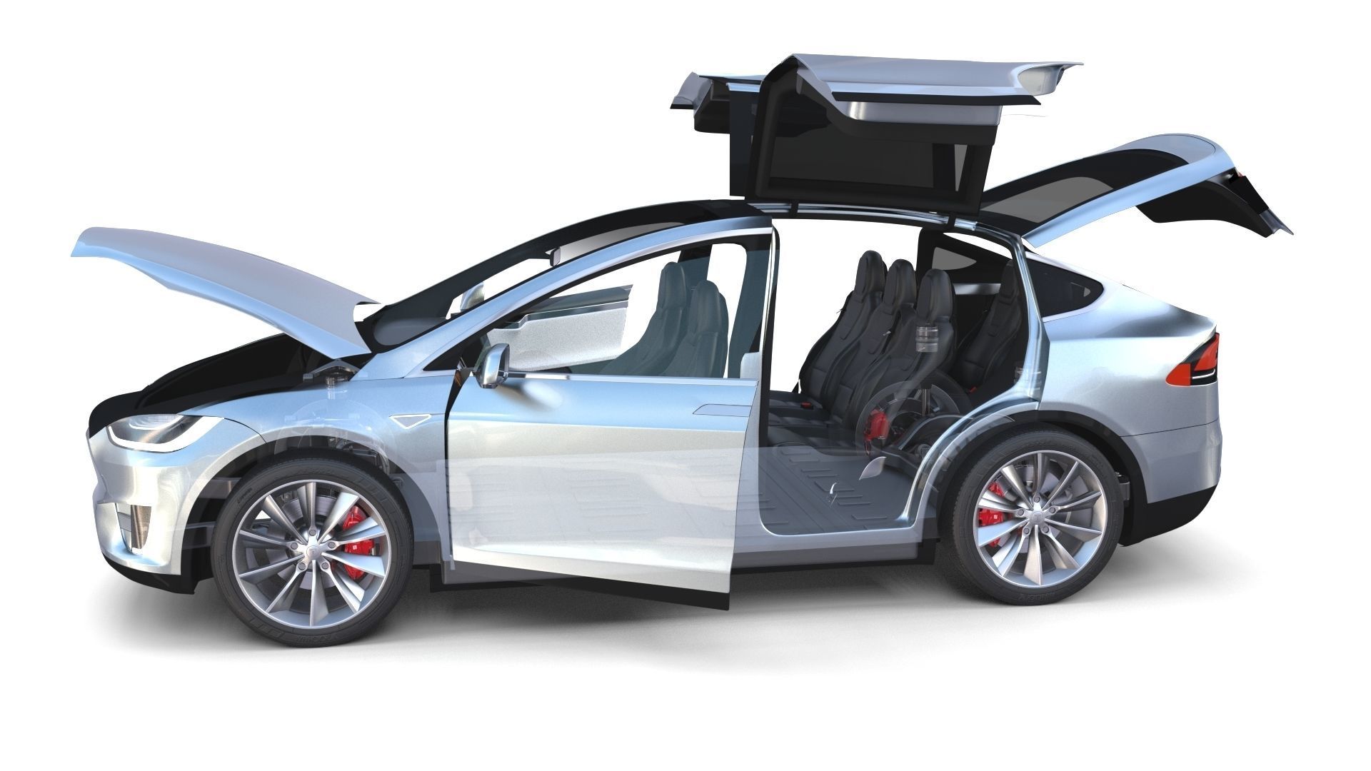 Full Tesla 2020 Vehicle Lineup with interiors and chassis 3D model_107