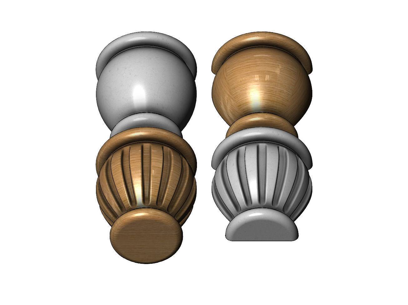 Traditional Fluted Foot 3D print model_3