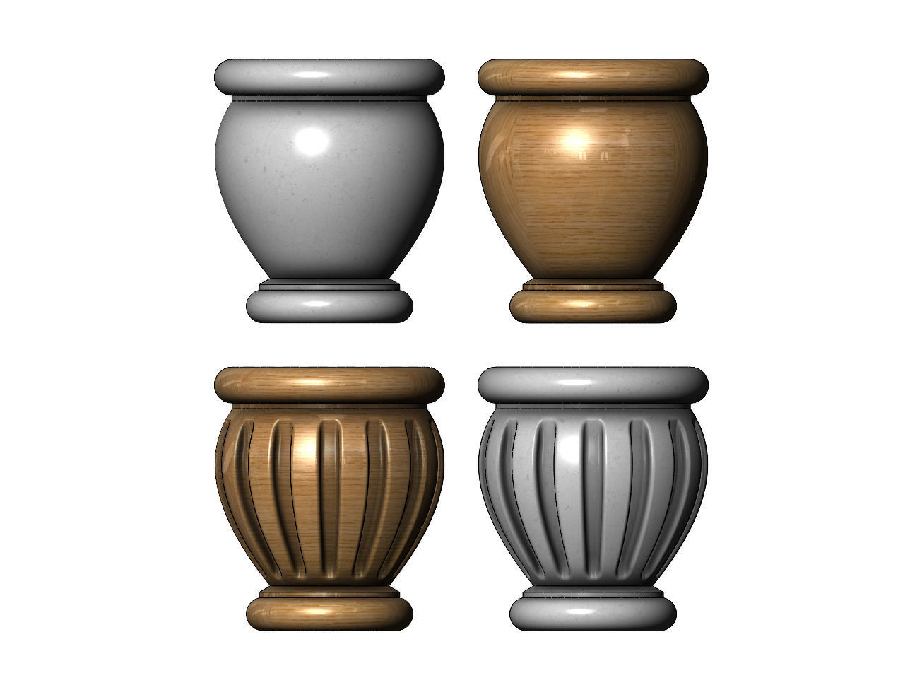 Traditional Fluted Foot 3D print model_1