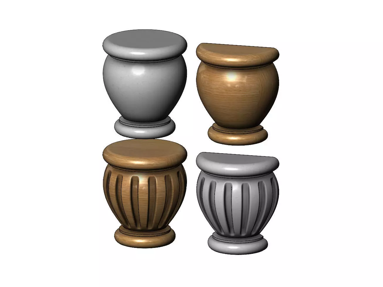 Traditional Fluted Foot 3D print model_0