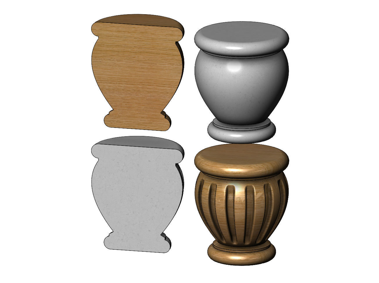 Traditional Fluted Foot 3D print model_2