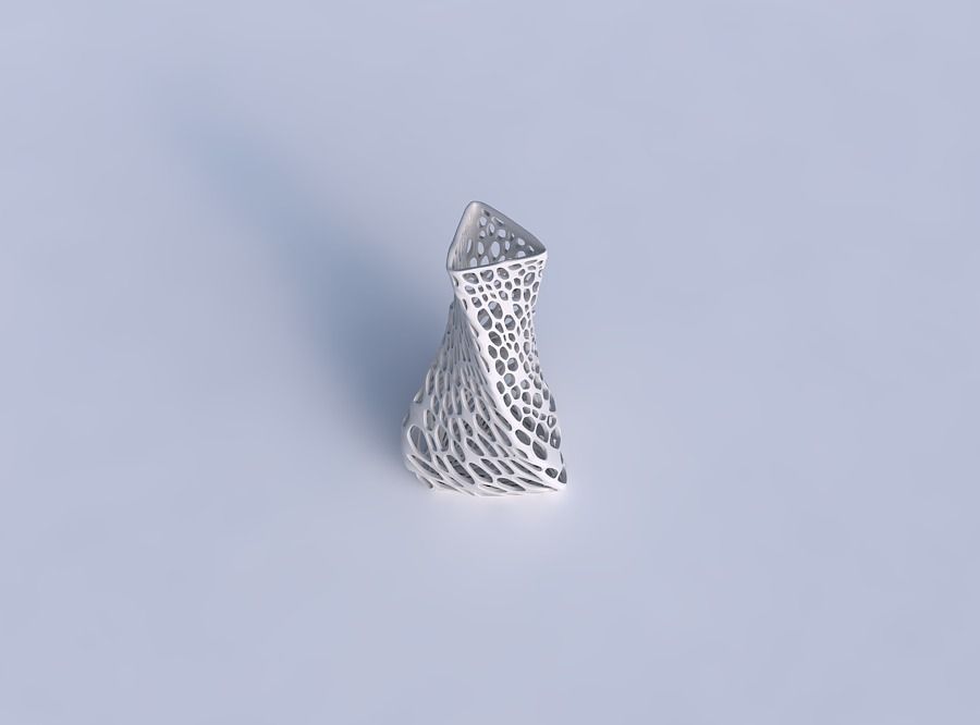 Vase twist puffy triangle with dense organic lattice 3D print model_1