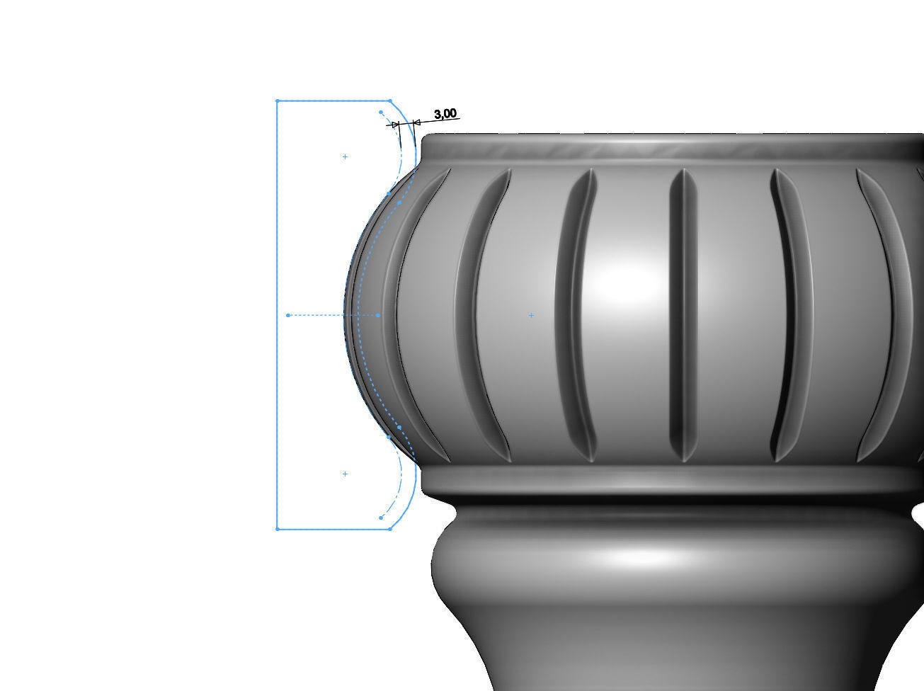 Traditional Round Reeded Bun Foot 3D print model_6
