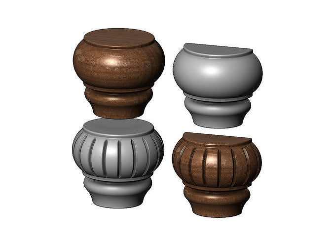 Traditional Round Reeded Bun Foot 3D print model