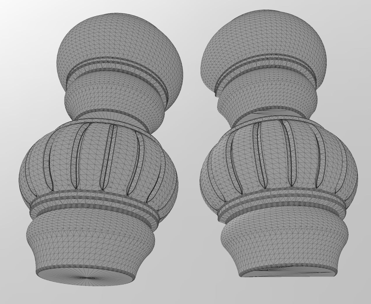 Traditional Round Reeded Bun Foot 3D print model_9