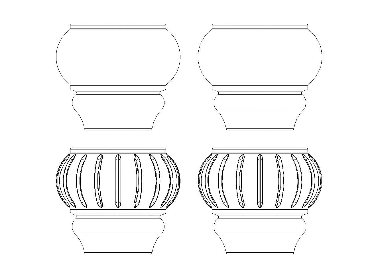 Traditional Round Reeded Bun Foot 3D print model_12