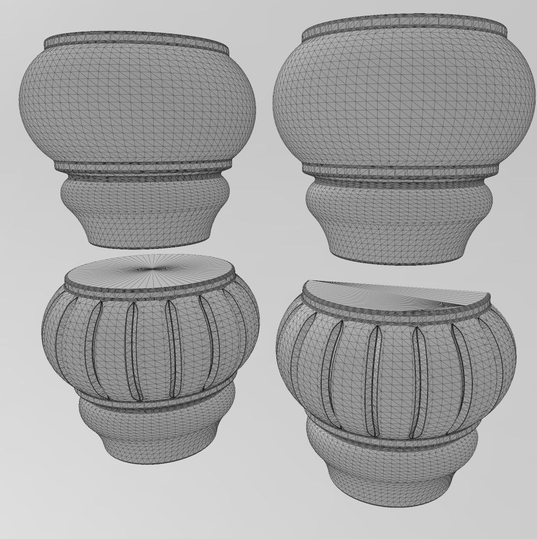 Traditional Round Reeded Bun Foot 3D print model_8