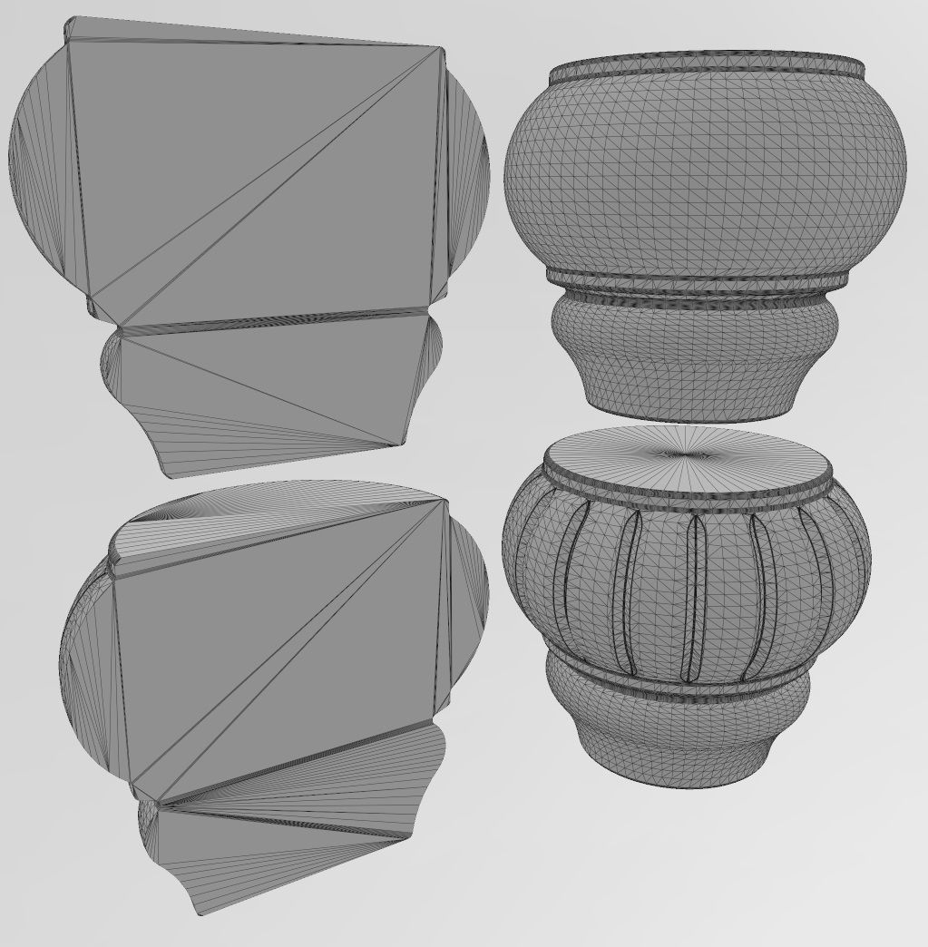 Traditional Round Reeded Bun Foot 3D print model_10