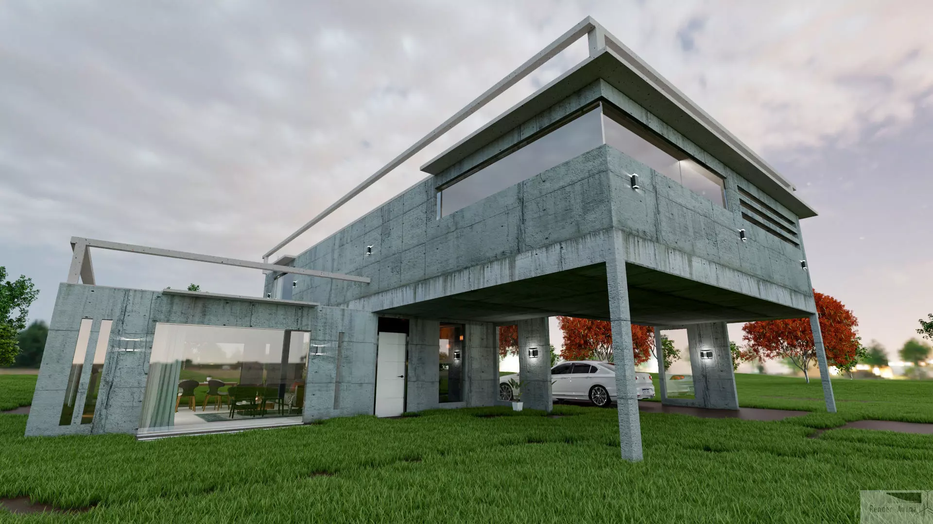 House Modern Village 2022 3D model_0