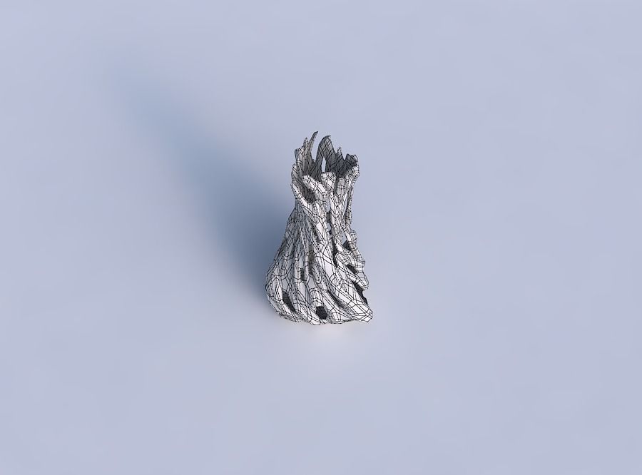 Vase twist puffy triangle with faceted cuts and bulges 3D print model_6