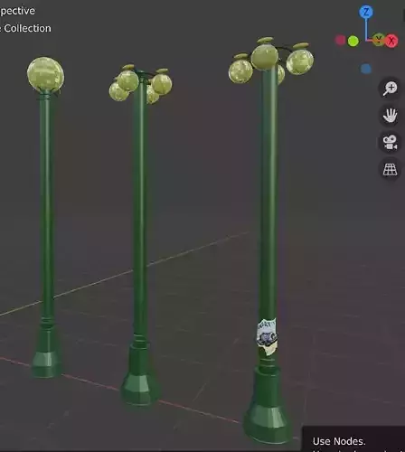 3 Street lights and 2 trash bin 