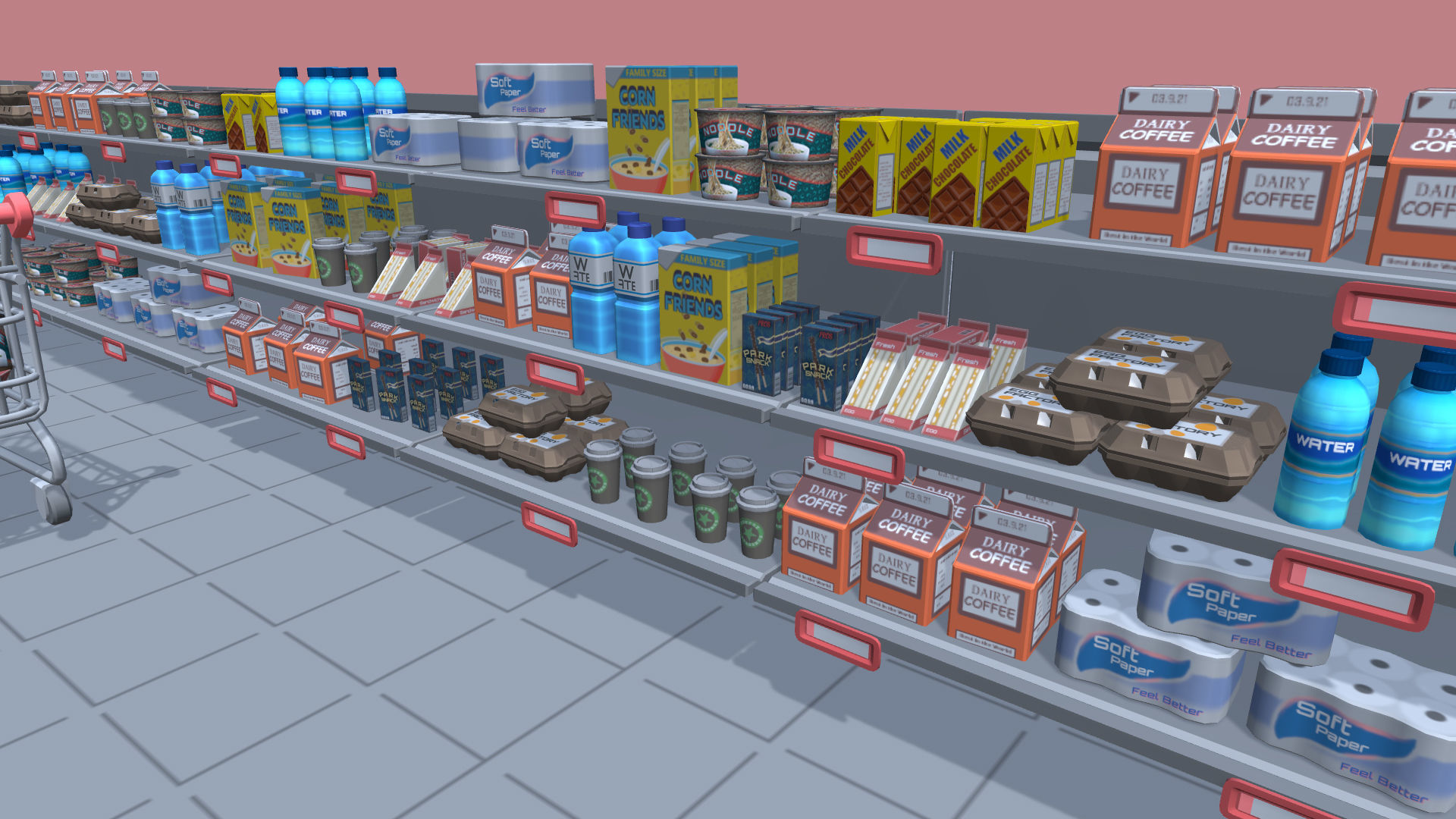 Hyper Casual Supermarket Low-poly 3D model_8