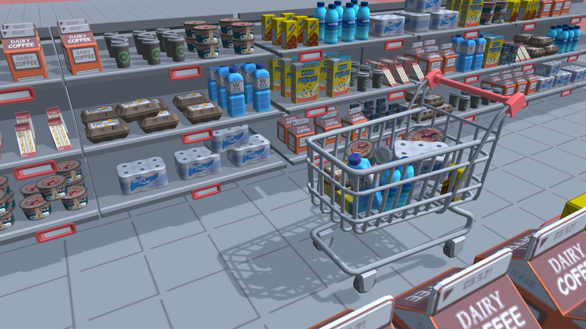 Hyper Casual Supermarket Low-poly 3D model_4