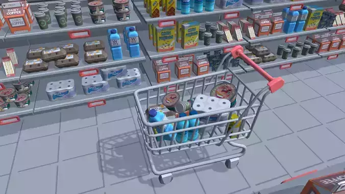 Hyper Casual Supermarket Low-poly 3D model
