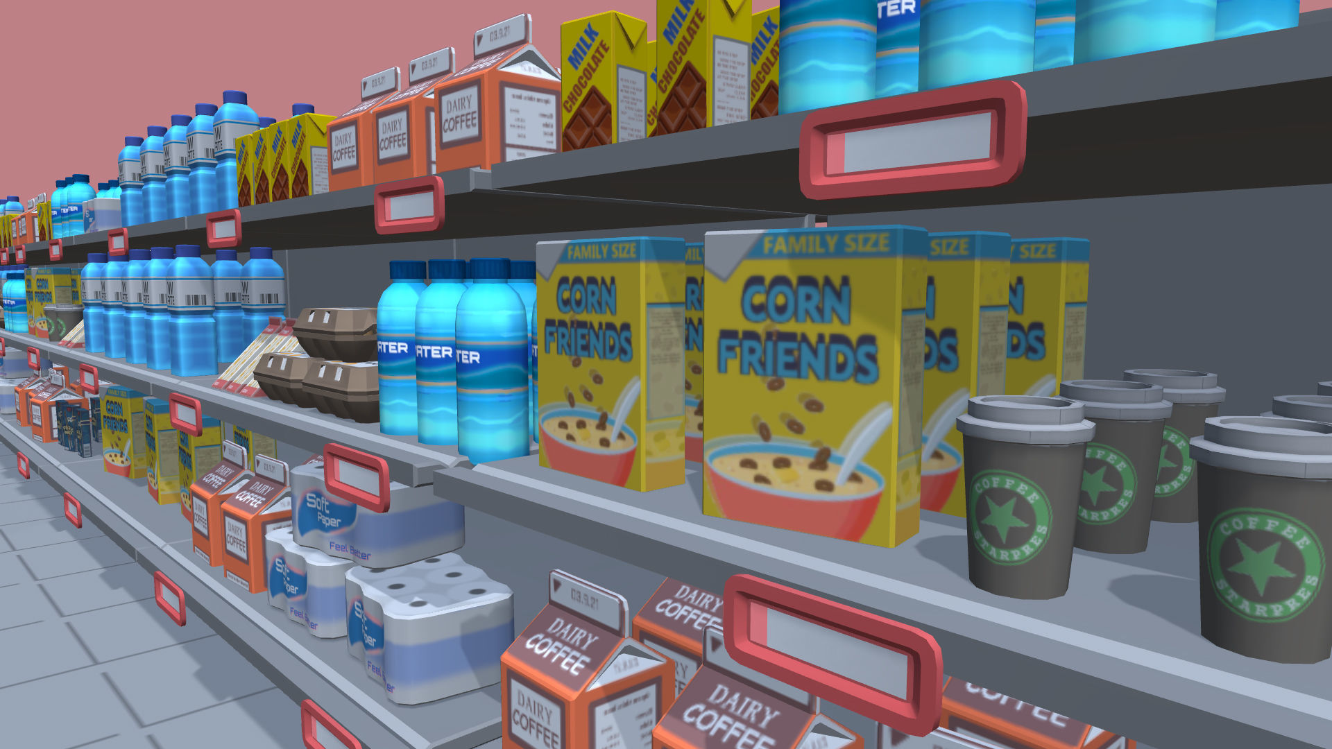 Hyper Casual Supermarket Low-poly 3D model_6