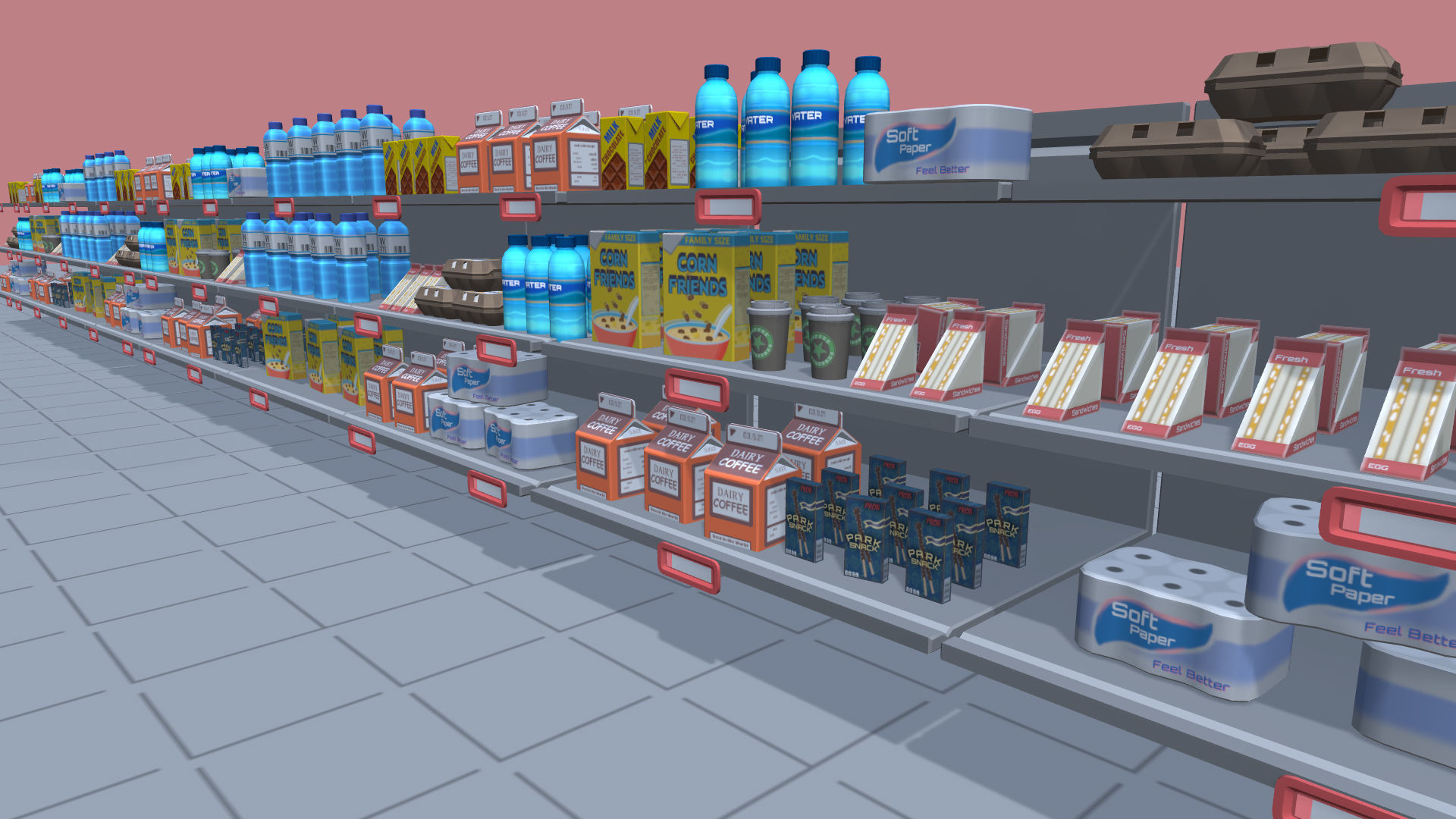 Hyper Casual Supermarket Low-poly 3D model_19