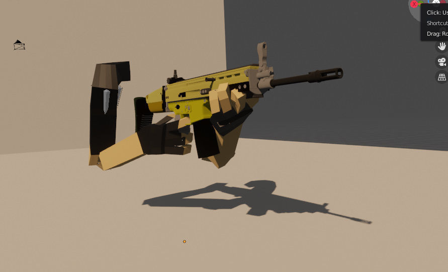 Fps Animated Character With Gun Low-poly 3D model_7