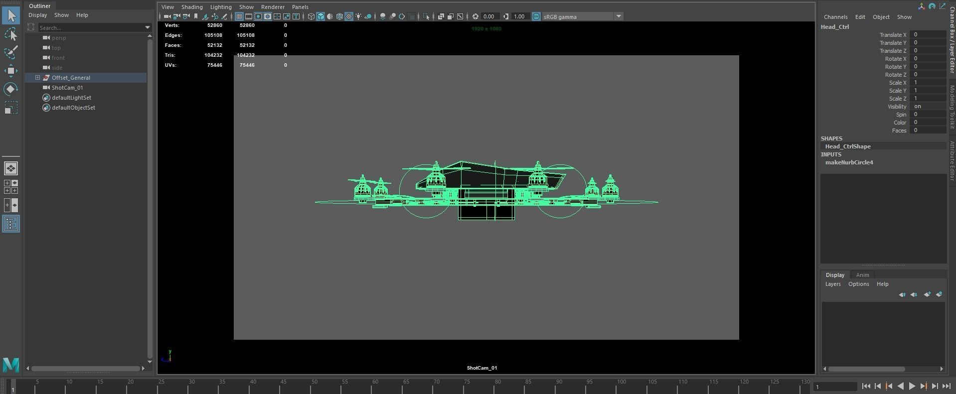 Drone with four propellers 3D model_10