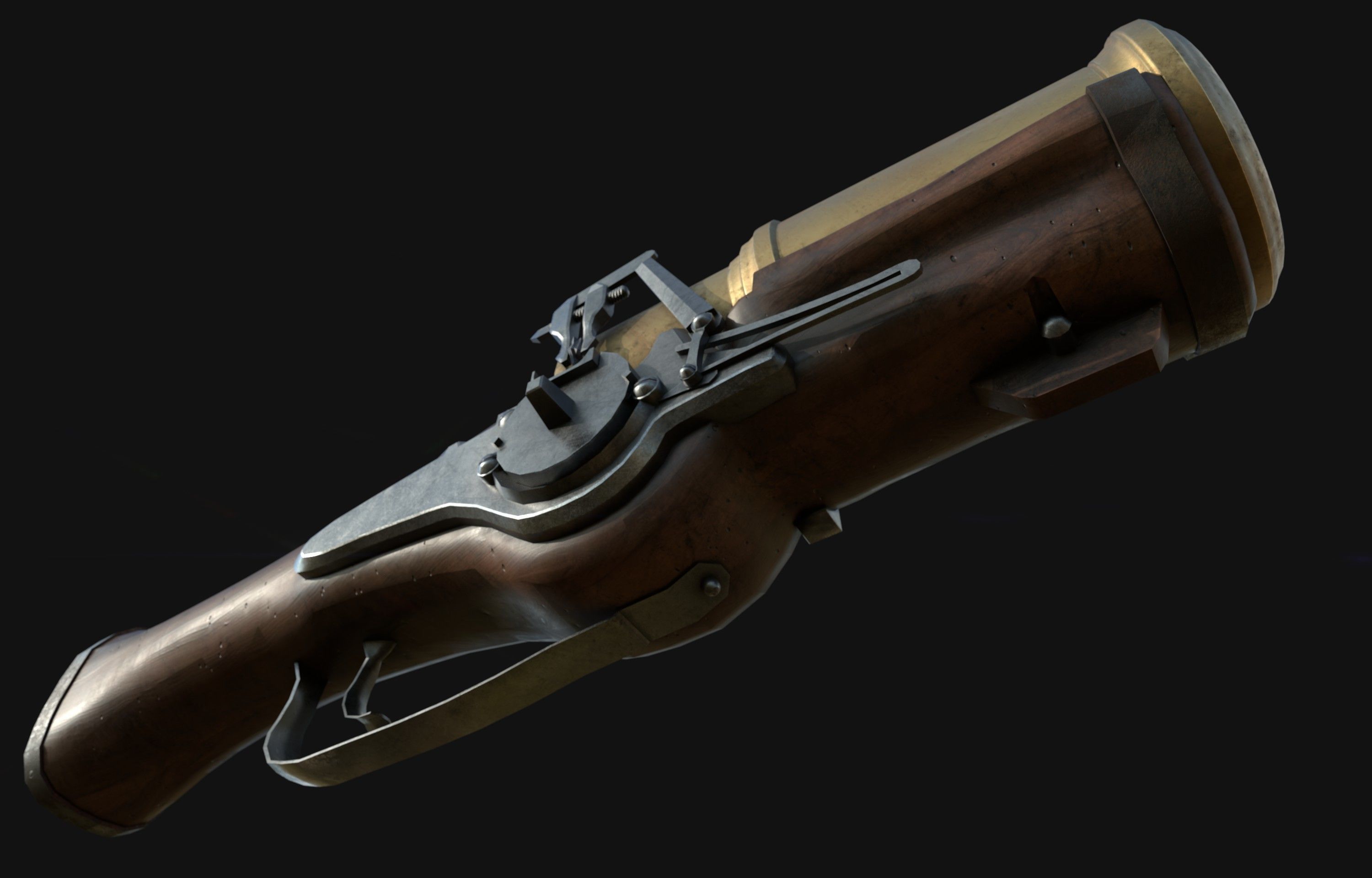 Hand Mortar Bombard  Low-poly 3D model_7