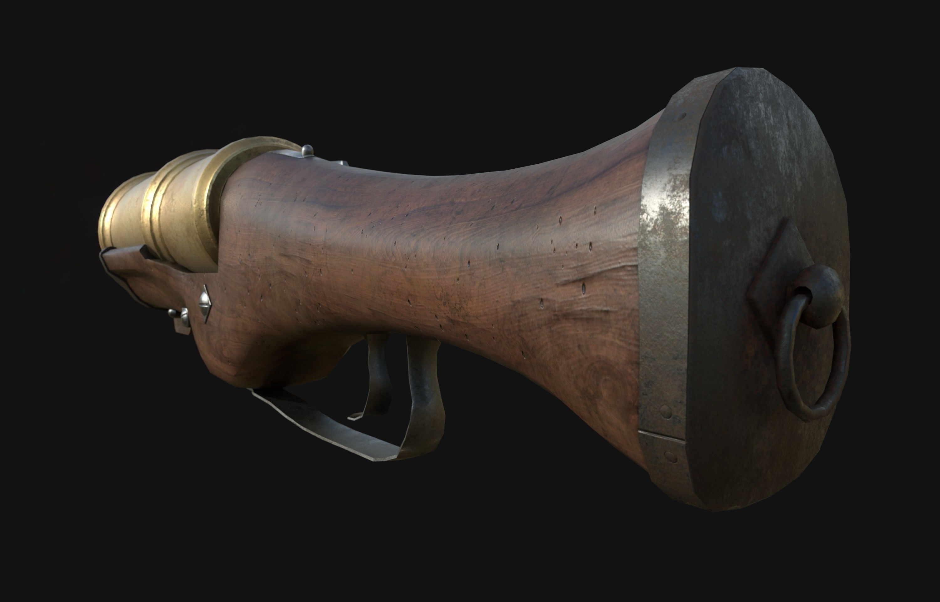 Hand Mortar Bombard  Low-poly 3D model_10