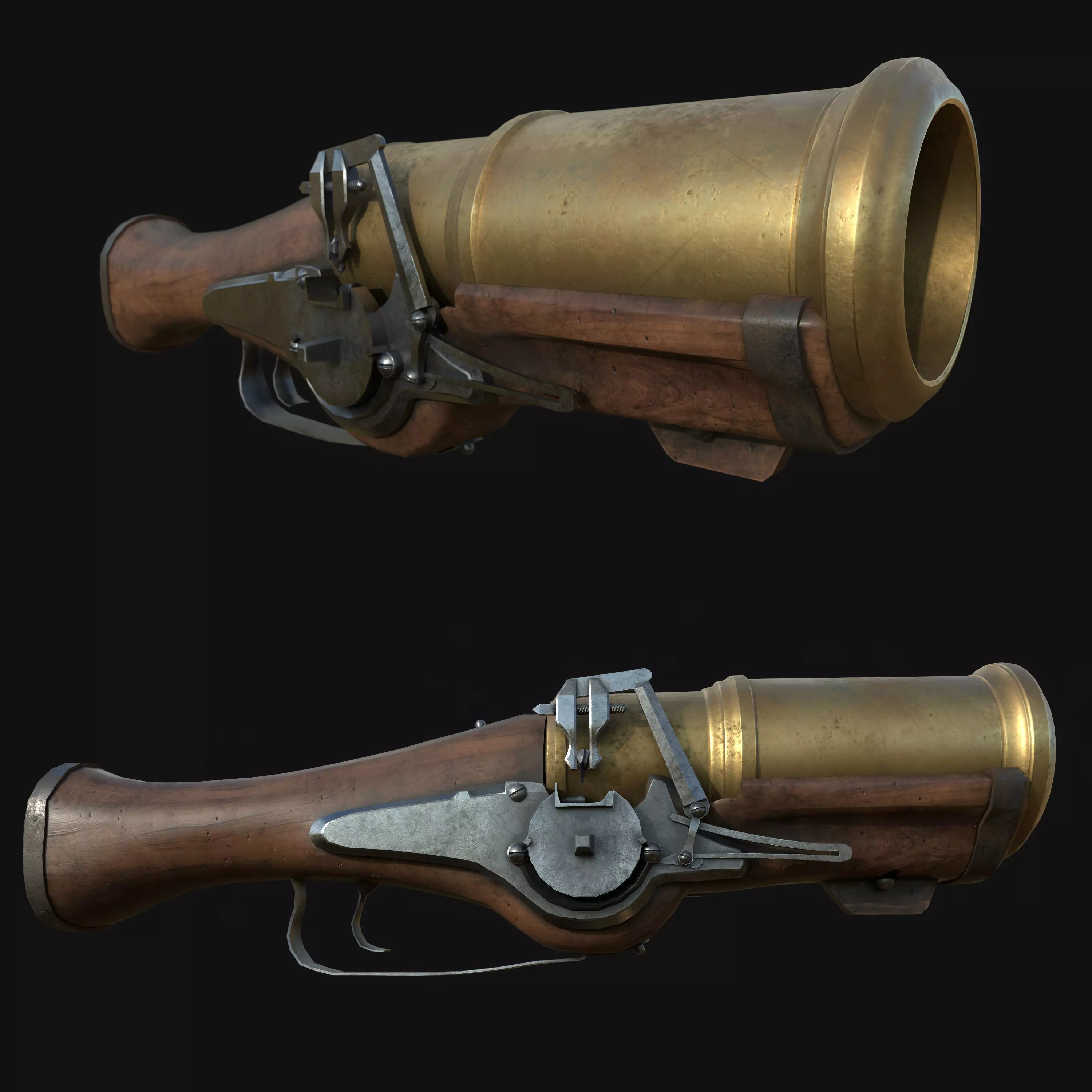 Hand Mortar Bombard  Low-poly 3D model_0