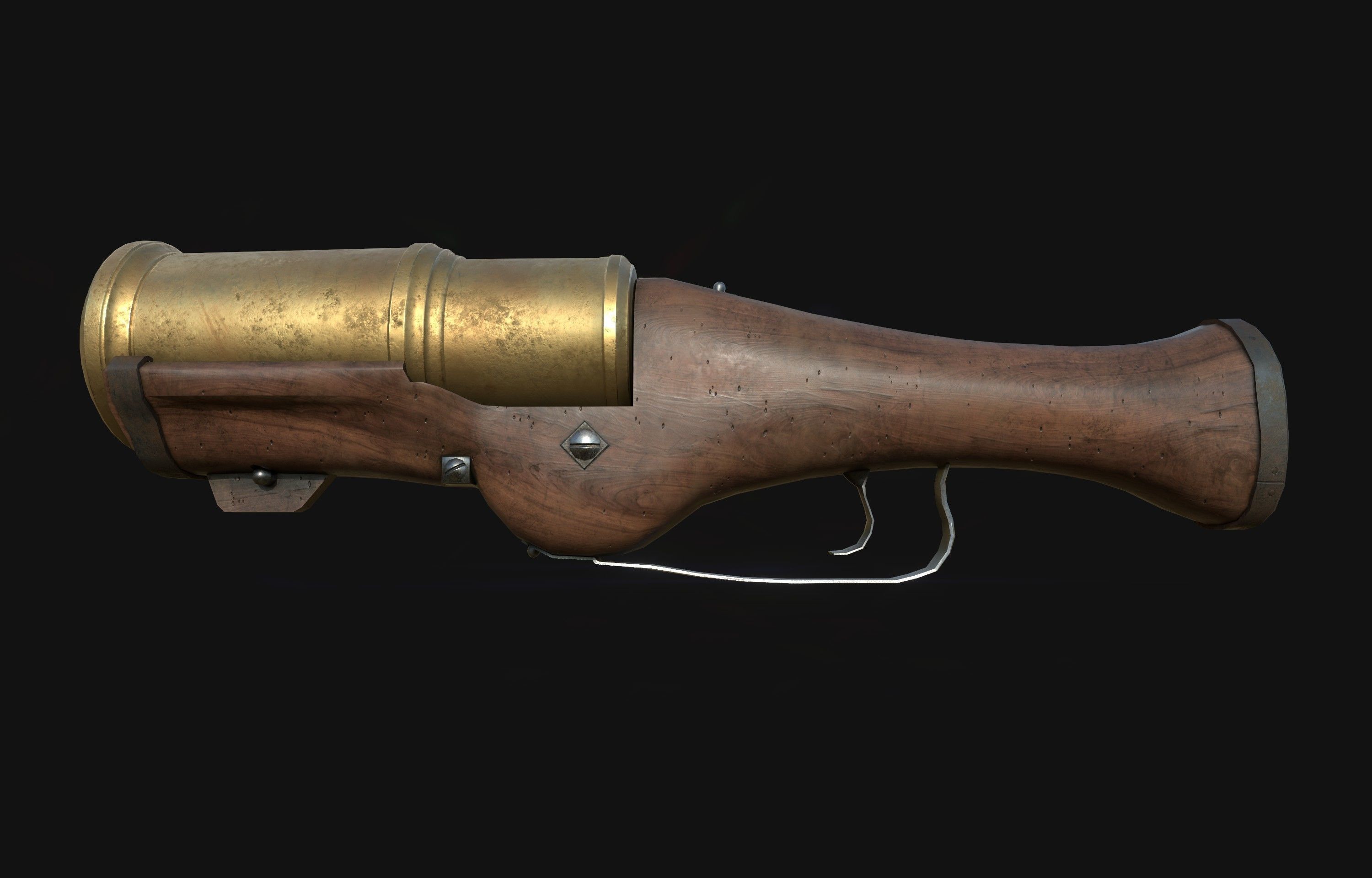 Hand Mortar Bombard  Low-poly 3D model_5