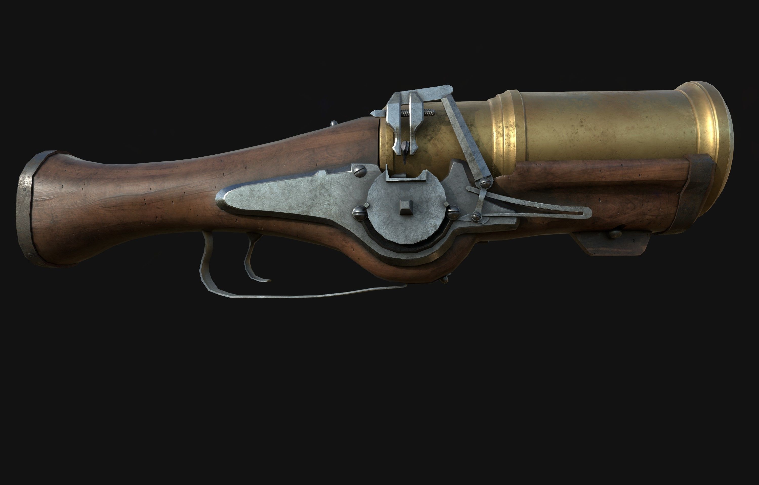 Hand Mortar Bombard  Low-poly 3D model_2