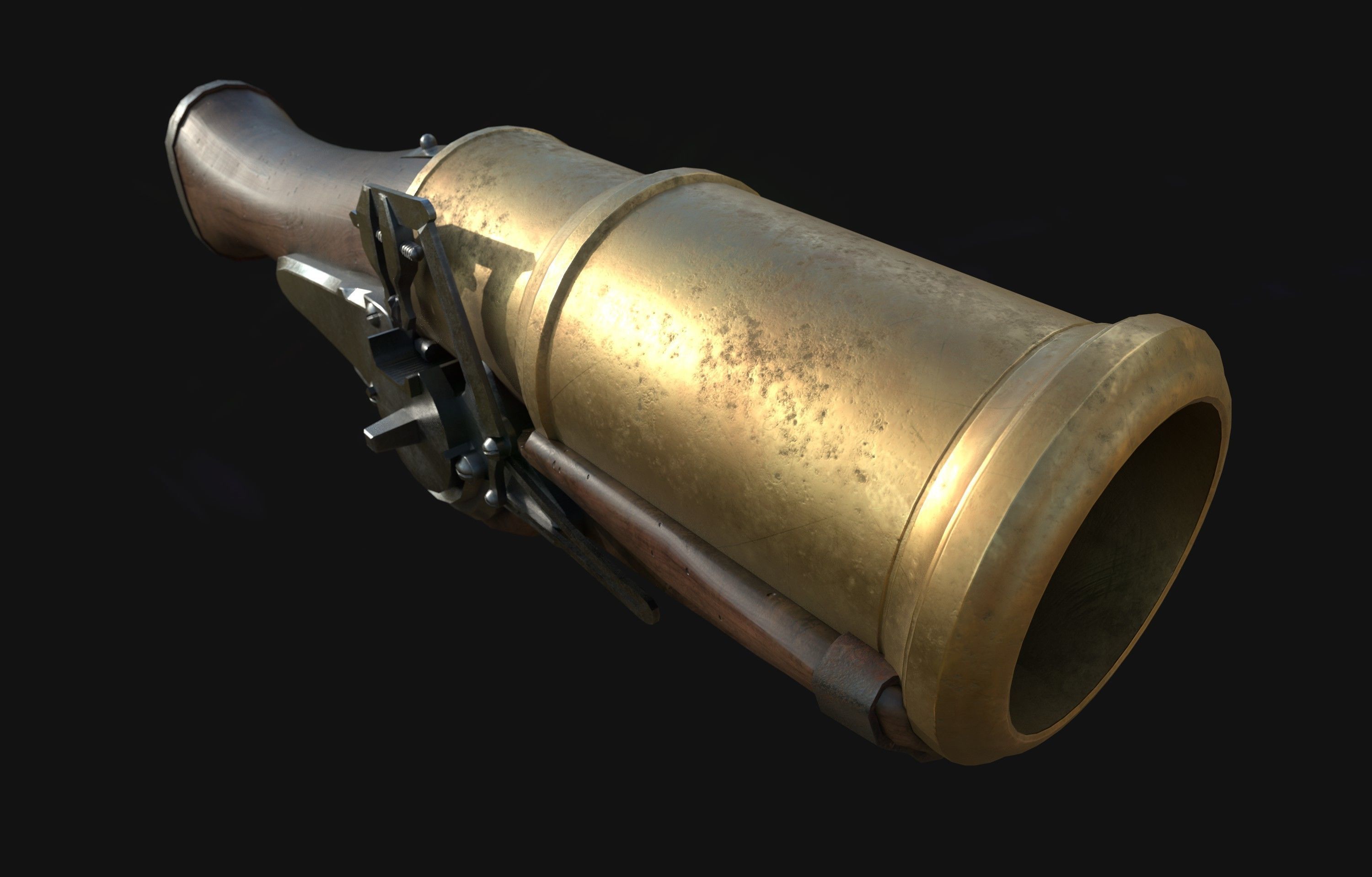 Hand Mortar Bombard  Low-poly 3D model_8