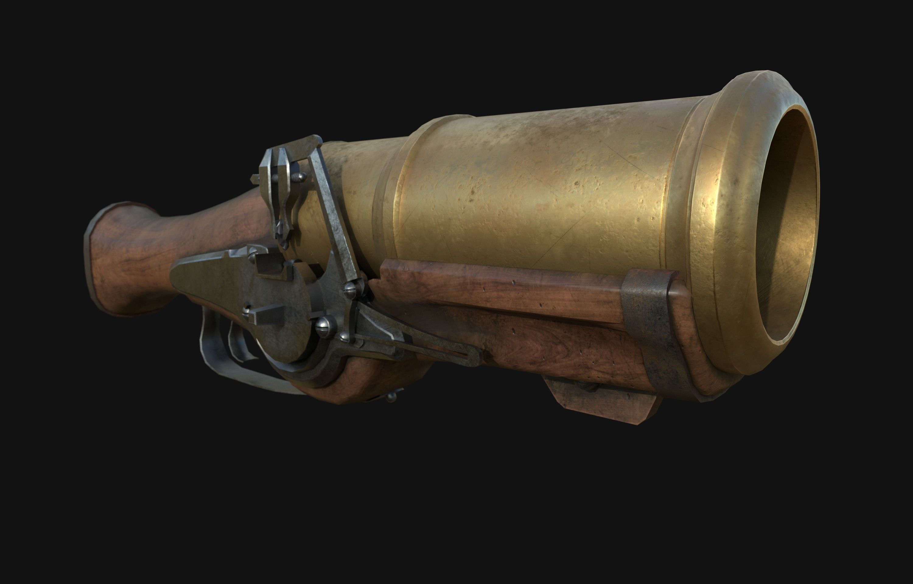 Hand Mortar Bombard  Low-poly 3D model_1