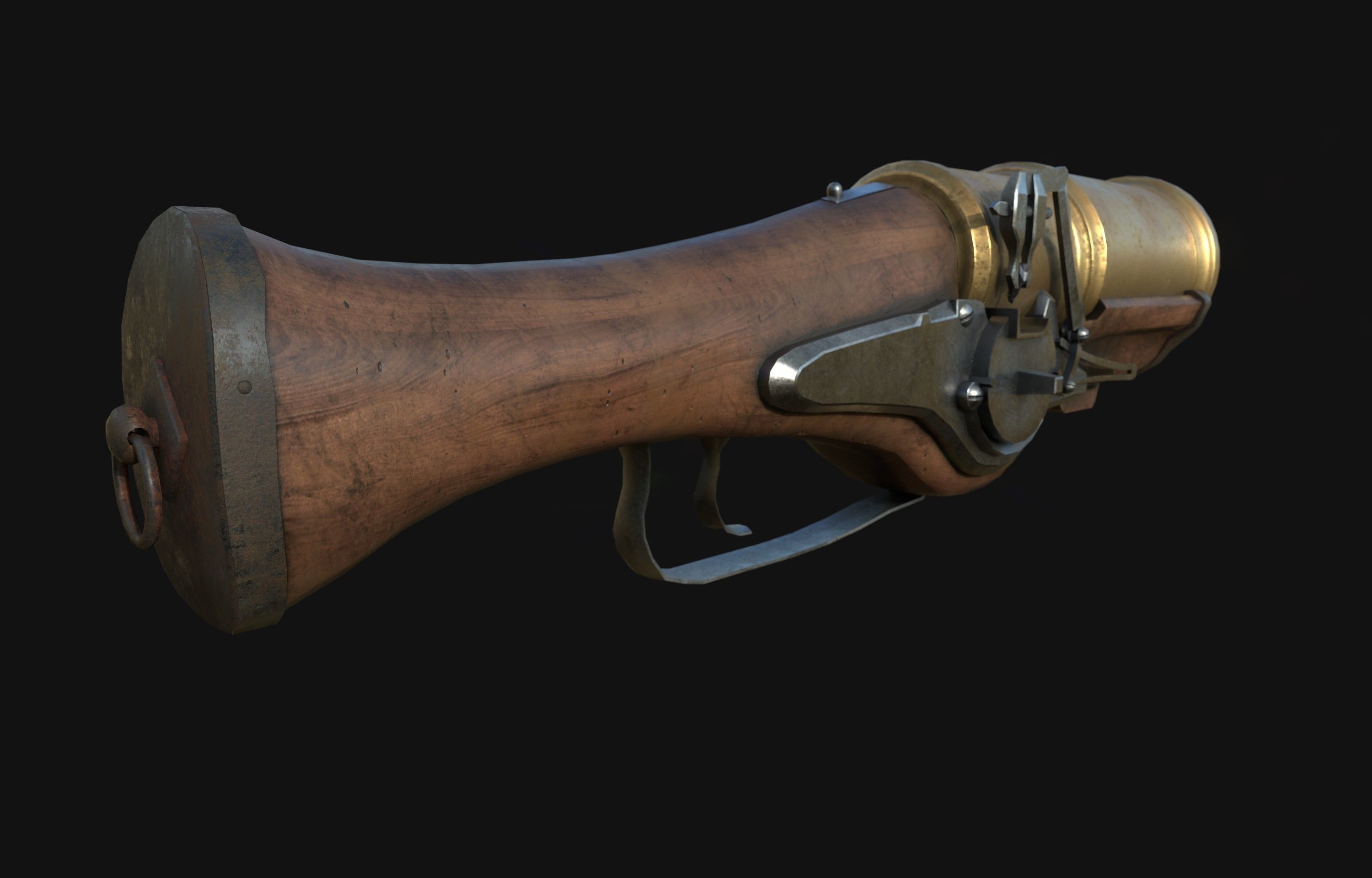 Hand Mortar Bombard  Low-poly 3D model_6