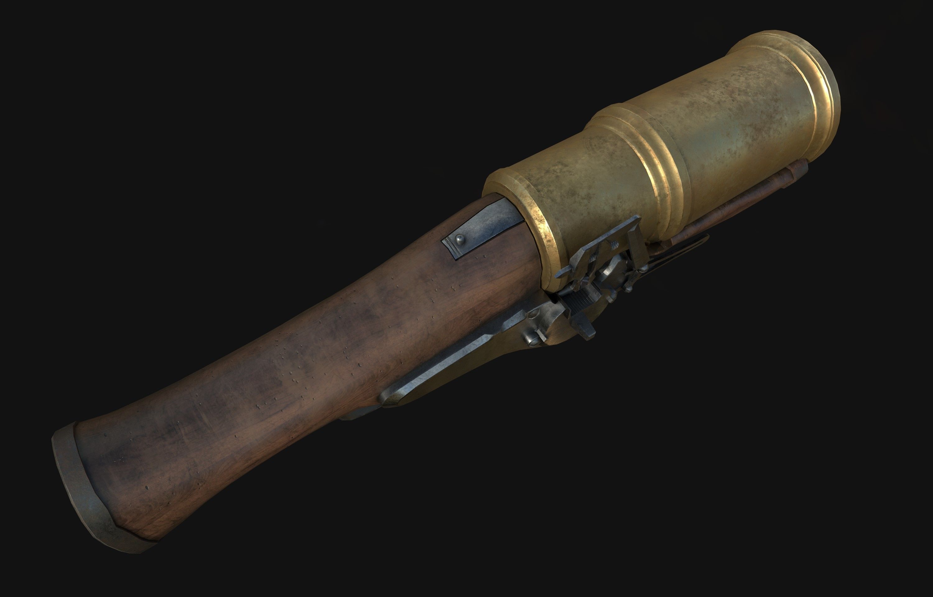 Hand Mortar Bombard  Low-poly 3D model_4