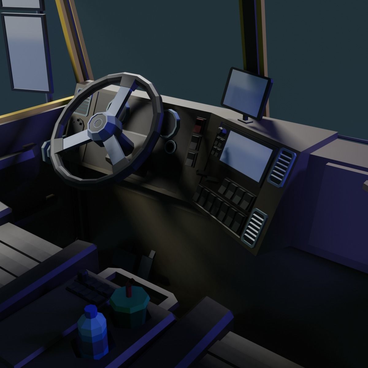 Low Poly Truck semi Low-poly 3D model_5