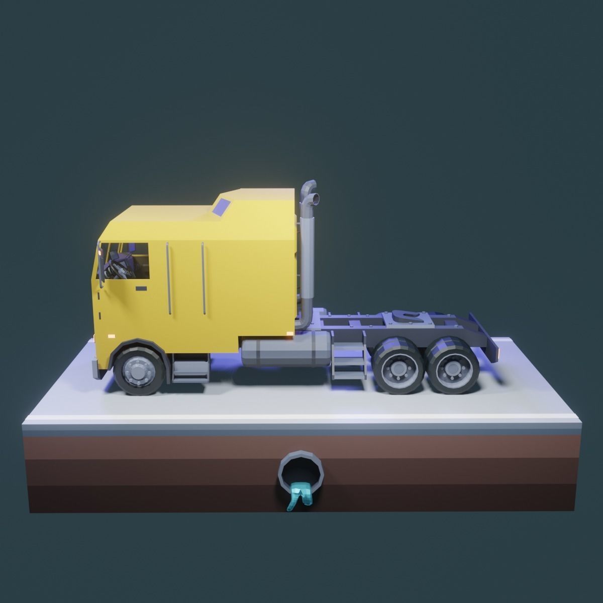 Low Poly Truck semi Low-poly 3D model_1