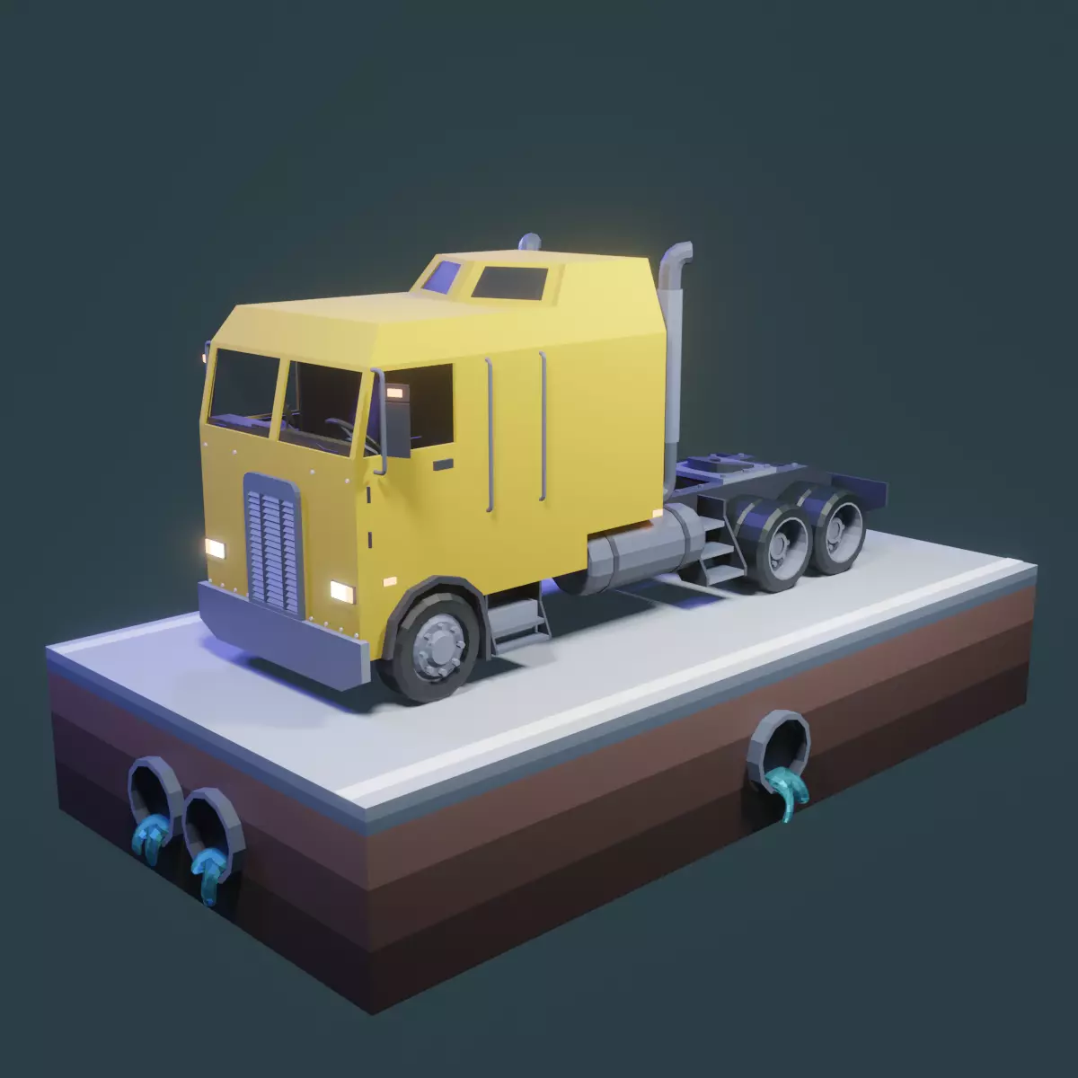 Low Poly Truck semi Low-poly 3D model_0