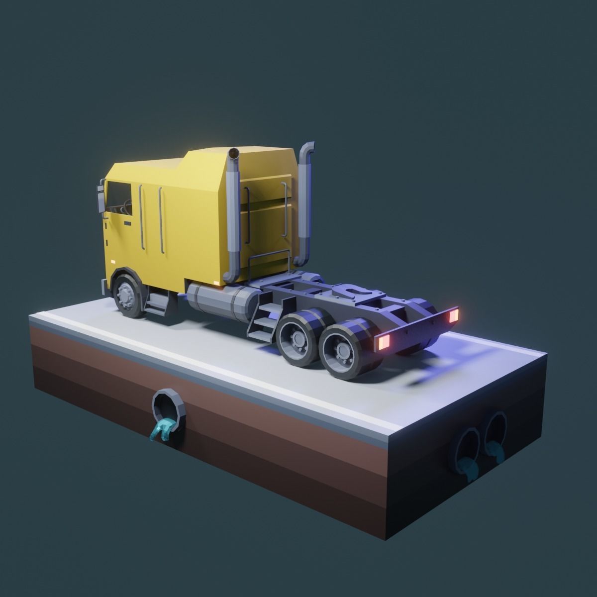 Low Poly Truck semi Low-poly 3D model_2