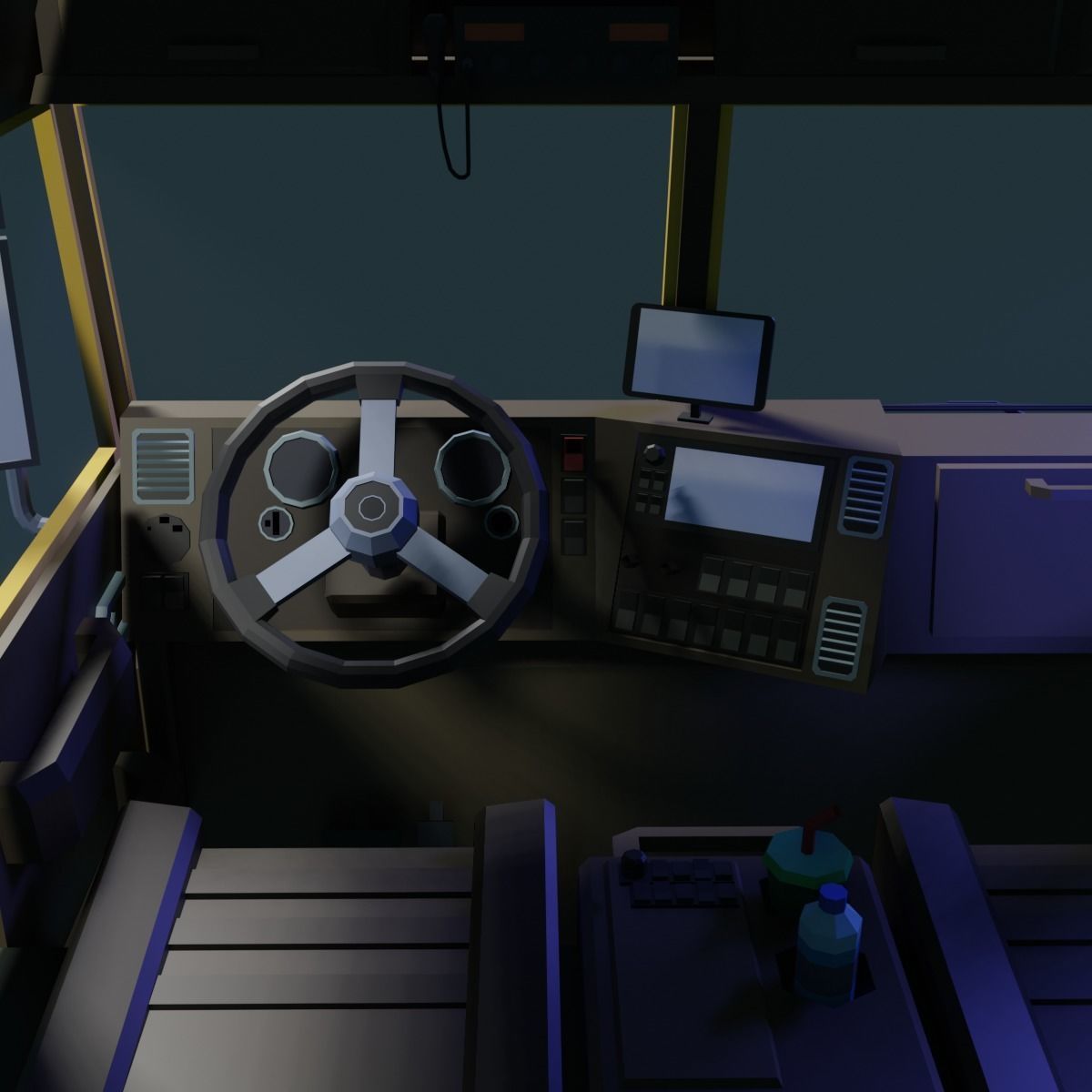 Low Poly Truck semi Low-poly 3D model_4