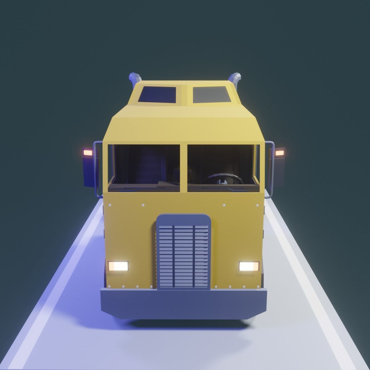 Low Poly Truck semi Low-poly 3D model_3