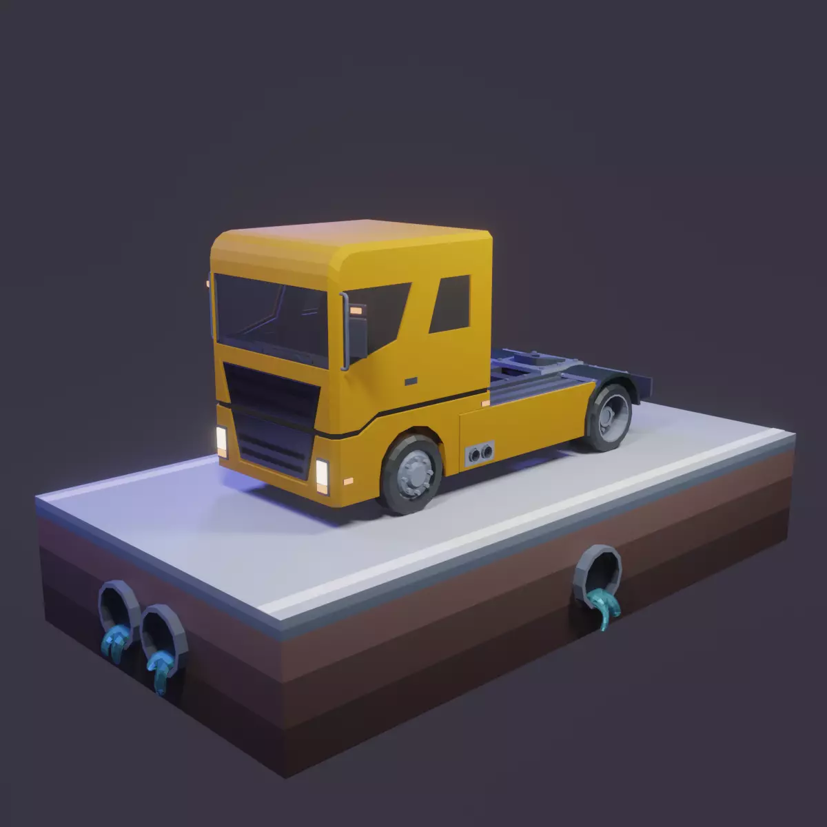 Low Poly Truck Low-poly 3D model_0