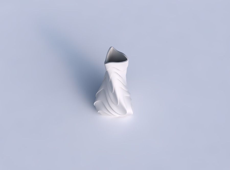 Vase twist puffy triangle with horizontal wavy inverted layers 3D print model_1