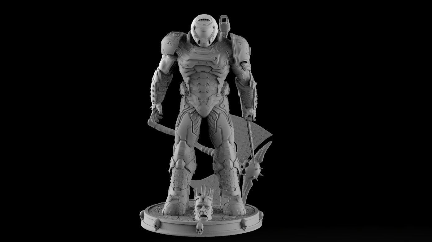 DOOM SLAYER WHITH BGF 3D print model_2