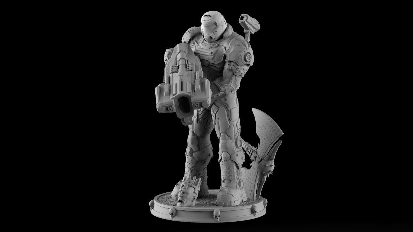 DOOM SLAYER WHITH BGF 3D print model_35