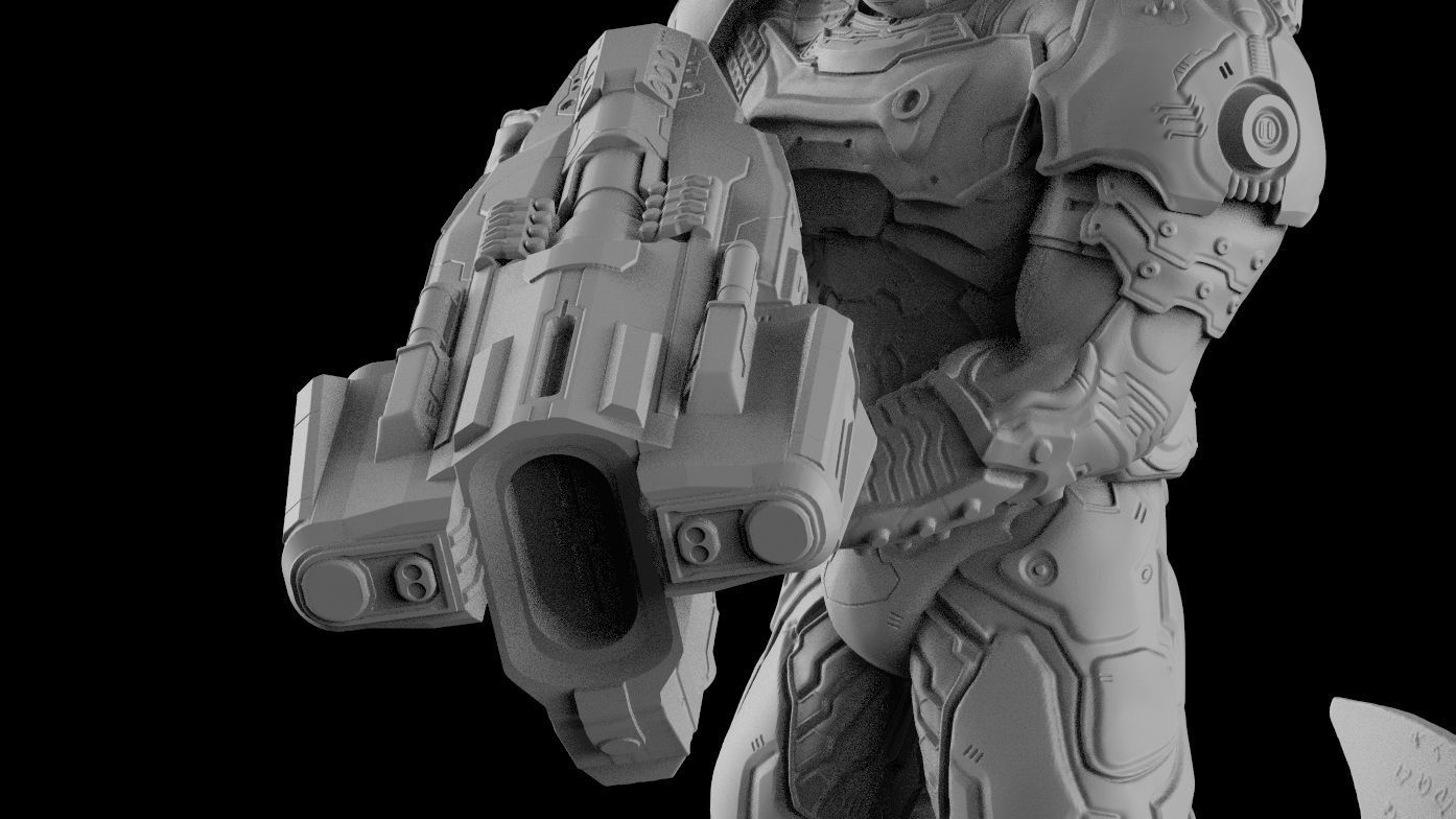 DOOM SLAYER WHITH BGF 3D print model_43