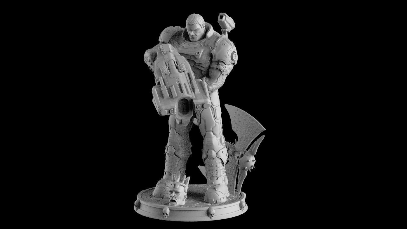 DOOM SLAYER WHITH BGF 3D print model_22