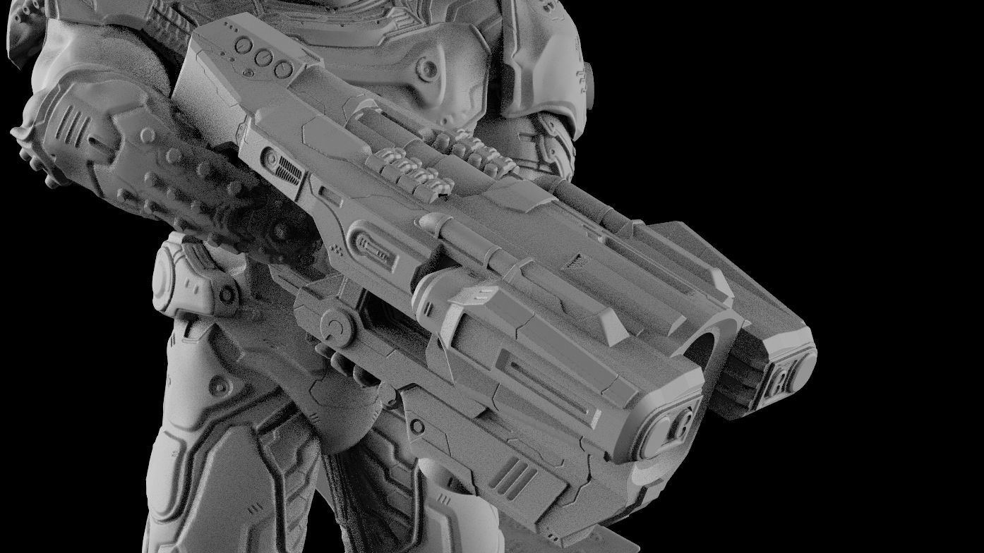 DOOM SLAYER WHITH BGF 3D print model_41