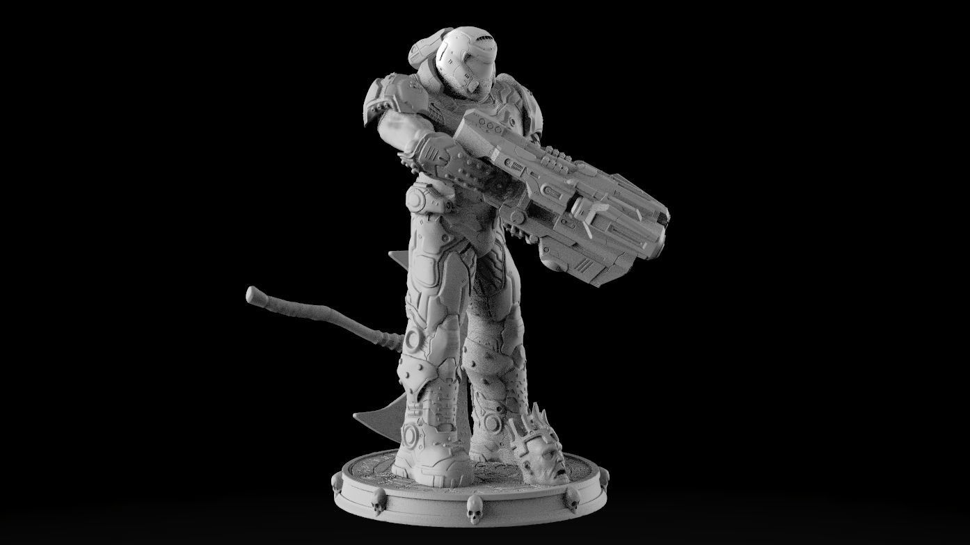 DOOM SLAYER WHITH BGF 3D print model_33