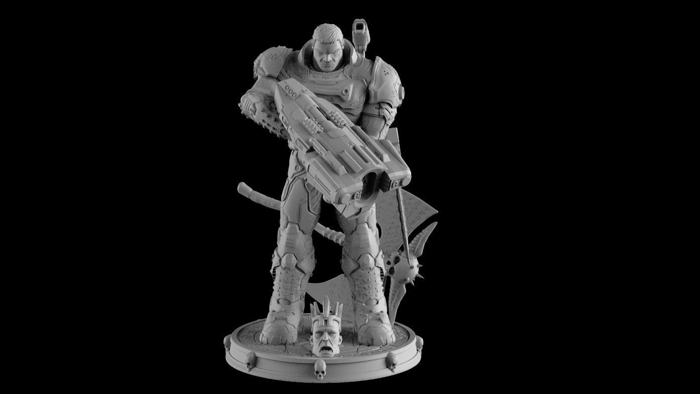 DOOM SLAYER WHITH BGF 3D print model_1