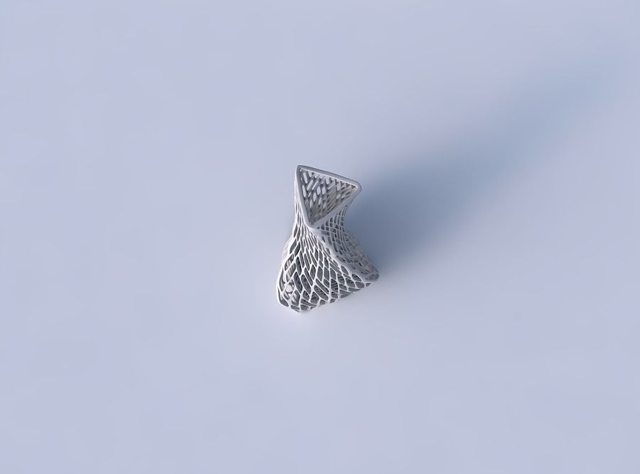 Vase twist puffy triangle with lattice tiles  3D print model_2